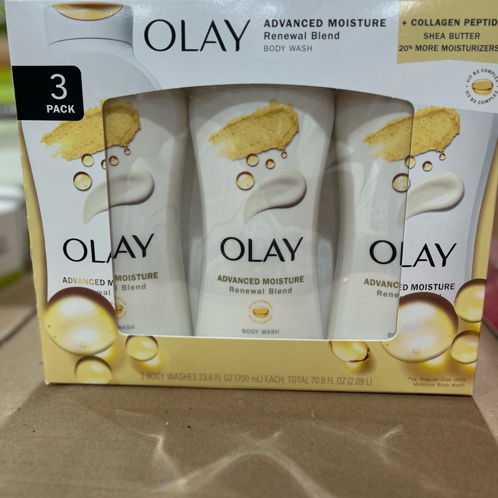 23.6 fl oz OLAY advanced Moisture renewal blend Body Wash 3 Pack with B3 Comp.
